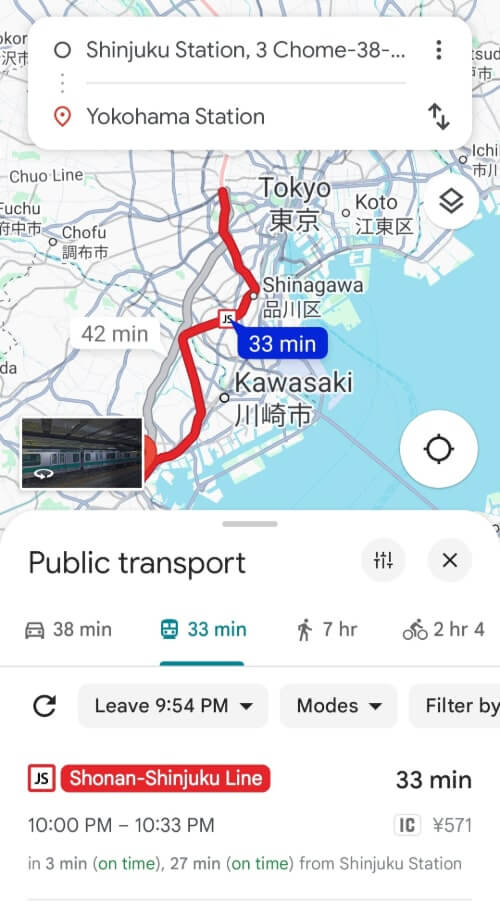 shinjuku tokyo to yokohama train map