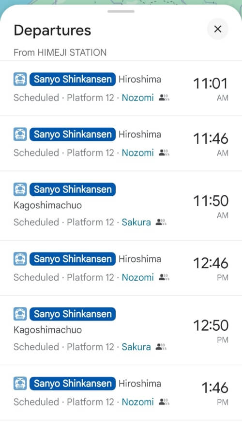 himeji to hiroshima train schedule