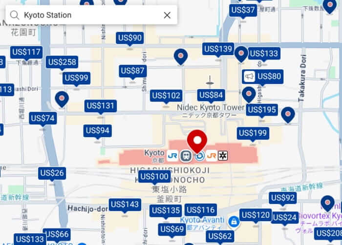 hotels near kyoto station map