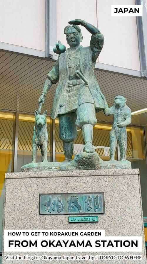 momotaro statue at okayama station